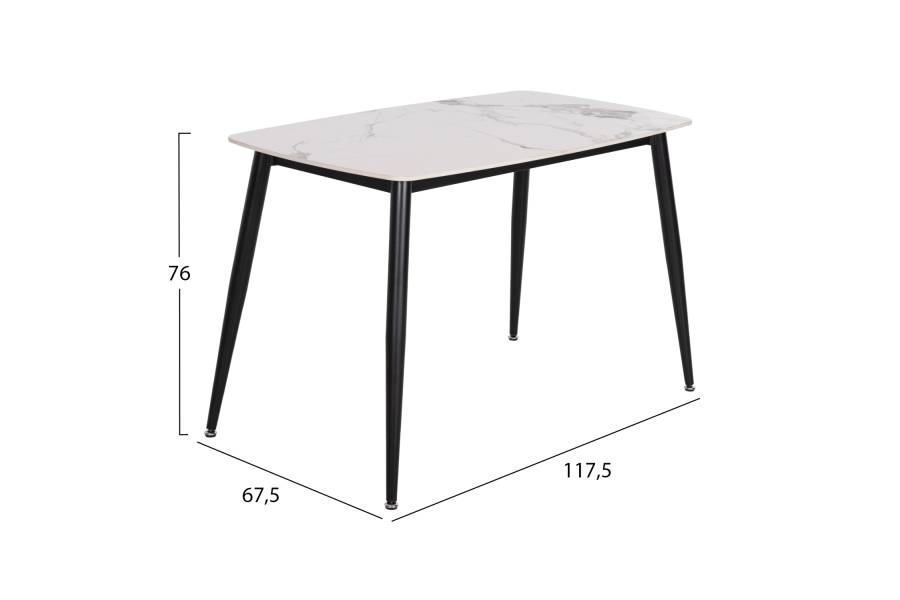 ΤΡΑΠΕΖΙ RAVEN HM9854.01 ΚΕΡΑΜΙΚΟ TOP ΜΑΤ ΛΕΥΚΟ ΜΑΡΜΑΡΟ-ΜΑΥΡΟ ΜΕΤΑΛΛΟ 120x70x73Υεκ.
