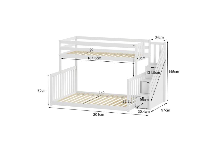 ΠΑΙΔΙΚH ΚΟΥΚΕΤΑ τ.MONTESSORI BEAMER HM711.03 ΞΥΛΟ ΠΕΥΚΟΥ ΣΕ ΛΕΥΚΟ-ΣΤΡΩΜΑΤΑ 90-140x190εκ