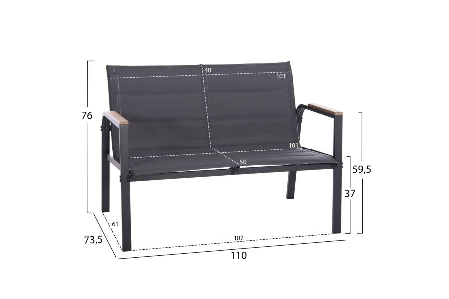 ΣΕΤ ΣΑΛΟΝΙ ΕΞ.ΧΩΡΟΥ 4ΤΜΧ JULIETTE HM6280.03 ΓΚΡΙ ΑΛΟΥΜΙΝΙΟ-TEXTILENE--TEMPERED GLASS