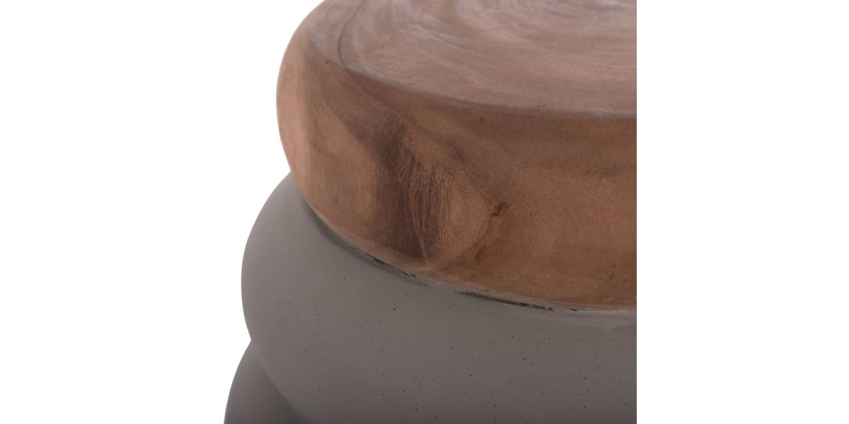 ΣΚΑΜΠΟ PUFFAT HM18172.03 FIBER CEMENT ΓΚΡΙ- ΞΥΛΟ TEAK TOP Φ45x46Υεκ.