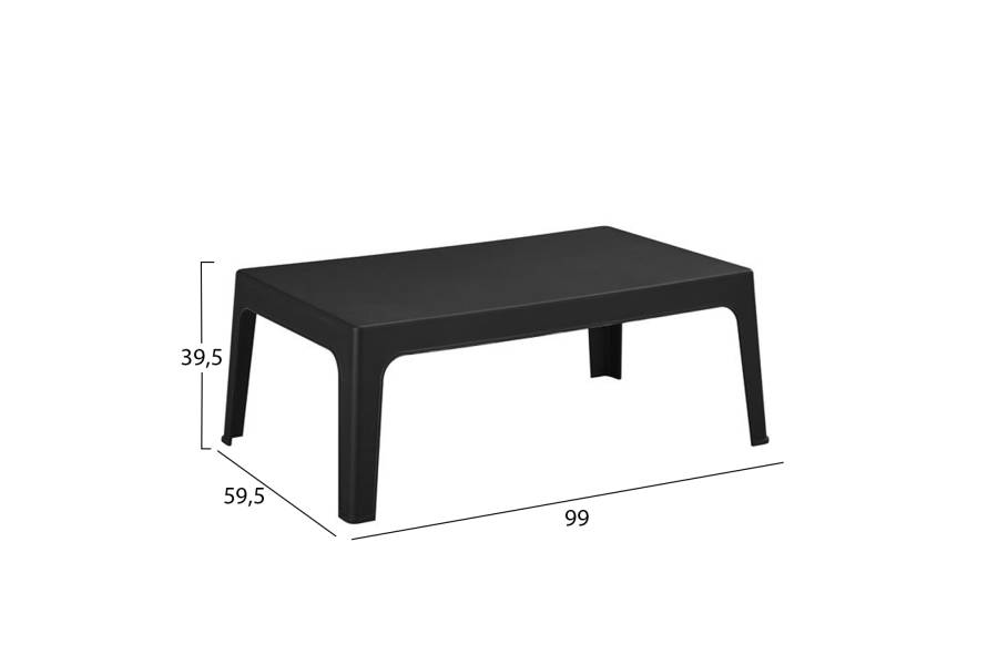 ΤΡΑΠΕΖΑΚΙ ΟΡΘΟΓΩΝΙΟ SLEEK HM6367.02 ΠΟΛΥΠΡΟΠΥΛΕΝΙΟ ΣΕ ΜΑΥΡΟ 99x59.5x39.5Υεκ.