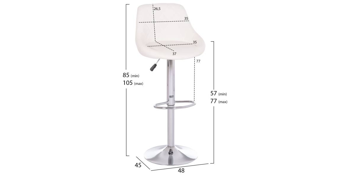 ΣΚΑΜΠΟ ΜΠΑΡ ROSE HM204.22 ΜΕ ΑΜΟΡΤΙΣΕΡ ΧΡΩΜΙΟΥ & ΛΕΥΚΟ PU 48x45x105Υεκ.