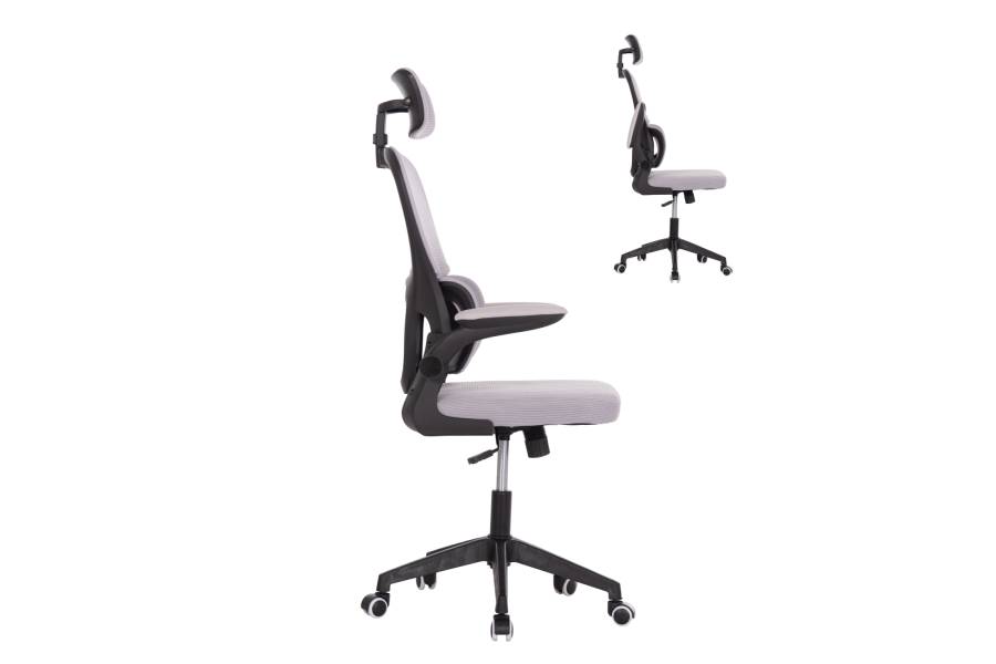 ΚΑΡΕΚΛΑ ΓΡΑΦΕΙΟΥ BASTON HM18236.02 ΓΚΡΙ MESH & ΜΑΥΡΟ PP ΣΚΕΛΕΤΟΣ 64x60x127Υεκ.