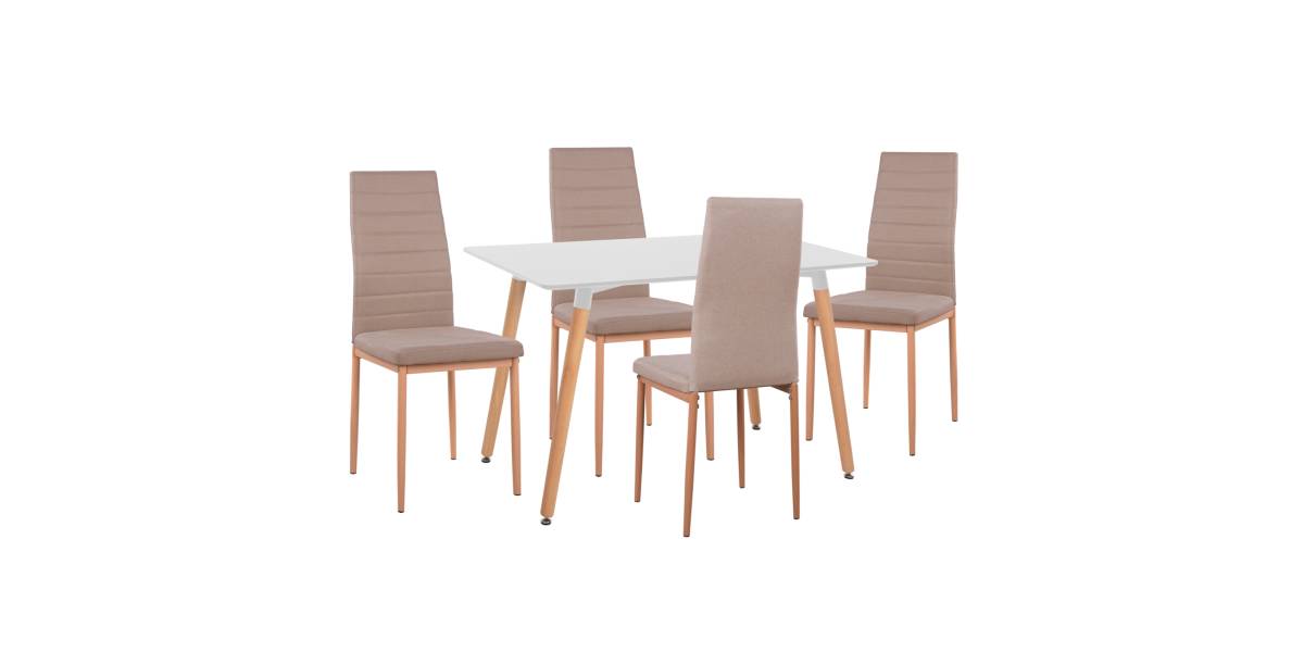ΣΕΤ ΤΡΑΠΕΖΑΡΙΑΣ 5ΤΜΧ MINIMAL HM11767 ΛΕΥΚΟ MDF-ΜΠΕΖ ΥΦΑΣΜΑ