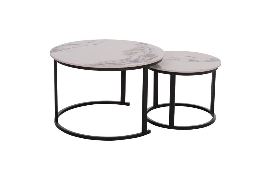 ΤΡΑΠΕΖΙ ΣΑΛΟΝΙΟΥ 2ΤΜΧ TALOS HM18140.03 ΛΕΥΚΟ ΜΕ ΚΑΦΕ ΝΕΡΑ ΚΕΡΑΜΙΚΟ TOP Φ70+Φ50