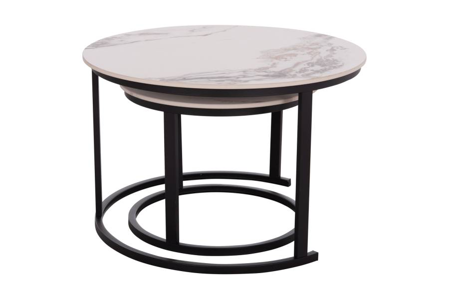 ΤΡΑΠΕΖΙ ΣΑΛΟΝΙΟΥ 2ΤΜΧ TALOS HM18140.03 ΛΕΥΚΟ ΜΕ ΚΑΦΕ ΝΕΡΑ ΚΕΡΑΜΙΚΟ TOP Φ70+Φ50