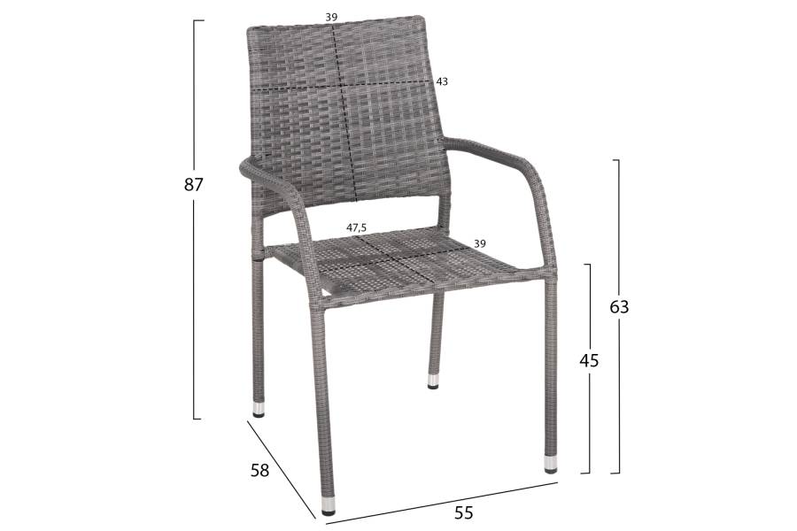 ΠΟΛΥΘΡΟΝΑ ΕΞΩΤ.ΧΩΡΟΥ MORNER HM6074.02 ΜΕΤΑΛΛΟ ΜΕ ΕΠΕΝΔΥΣΗ ΓΚΡΙ WICKER 55x58x87Υεκ