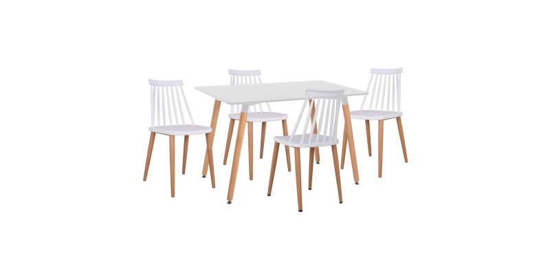 ΣΕΤ ΤΡΑΠΕΖΑΡΙΑΣ 5ΤΜΧ MINIMAL HM21172 MDF TOP ΣΕ ΛΕΥΚΟ-ΣΚΕΛΕΤΟΣ ΣΕ ΦΥΣΙΚΟ ΞΥΛΟΥ