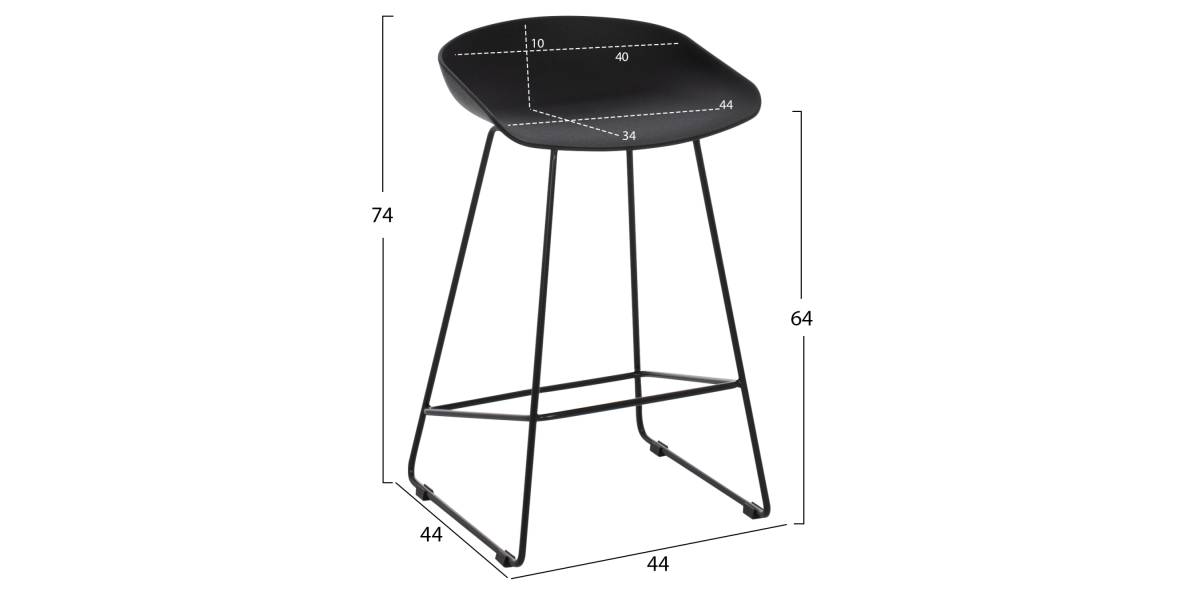 ΣΚΑΜΠΟ ΜΠΑΡ NAILA HM9299.02 ΜΑΥΡΟ ΜΕΣΑΙΟΥ ΥΨΟΥΣ 44x44x74Yεκ.