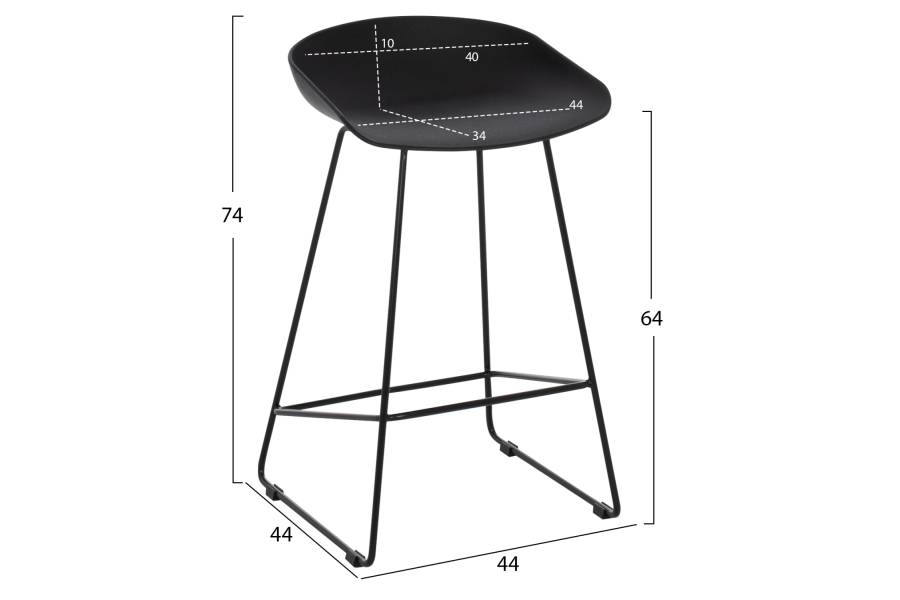 ΣΚΑΜΠΟ ΜΠΑΡ NAILA HM9299.02 ΜΑΥΡΟ ΜΕΣΑΙΟΥ ΥΨΟΥΣ 44x44x74Yεκ.