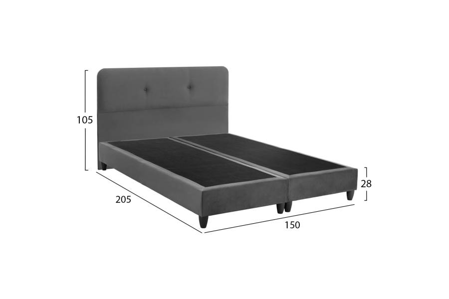 ΚΡΕΒΑΤΙ DOLORES ΑΠΟ ΓΚΡΙ ΒΕΛΟΥΔΟ HM637.10 ΓΙΑ ΣΤΡΩΜΑ 150x200 εκ.