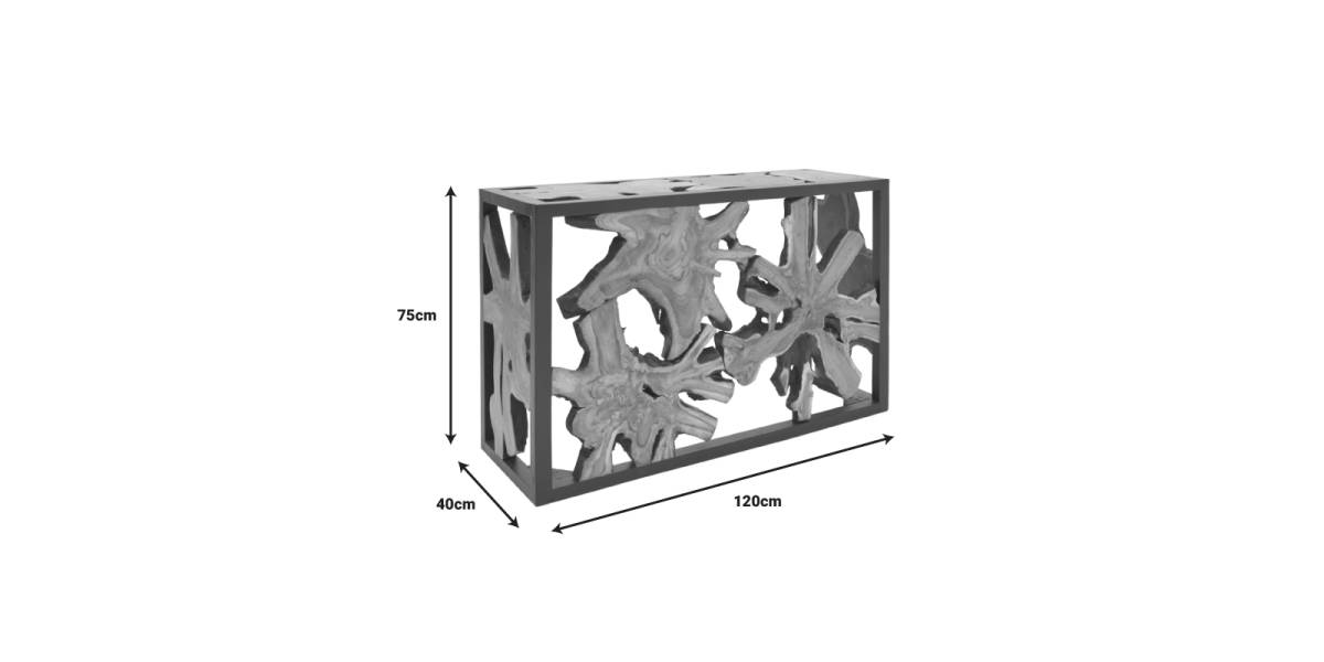 Κονσόλα Donis Inart φυσικό-μαύρο μασίφ ξύλο teak 120x40x75εκ