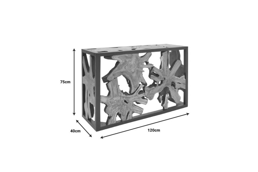 Κονσόλα Donis Inart φυσικό-μαύρο μασίφ ξύλο teak 120x40x75εκ