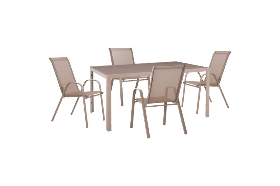 ΣΕΤ ΤΡΑΠΕΖΑΡΙΑΣ 5ΤΜΧ OFER HM21015 ΤΡΑΠΕΖΙ & 4 ΚΑΡΕΚΛΕΣ ΜΕΤΑΛΛΟ ΣΕ ΚΑΠΟΥΤΣΙΝΟ