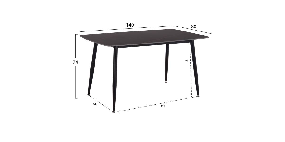 ΤΡΑΠΕΖΙ RAVEN HM18149.02 ΚΕΡΑΜΙΚΟ TOP ΜΕ ΟΨΗ ΜΑΥΡΟ ΜΑΡΜΑΡΟ 140x80x74Υεκ.