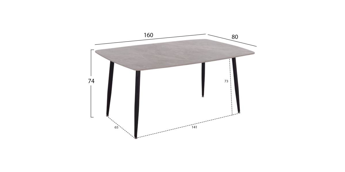 ΤΡΑΠΕΖΙ RAVEN HM18150.13 ΚΕΡΑΜΙΚΟ TOP ΜΕ ΟΨΗ ΓΚΡΙ ΜΑΡΜΑΡΟ 160x80x74Υεκ.