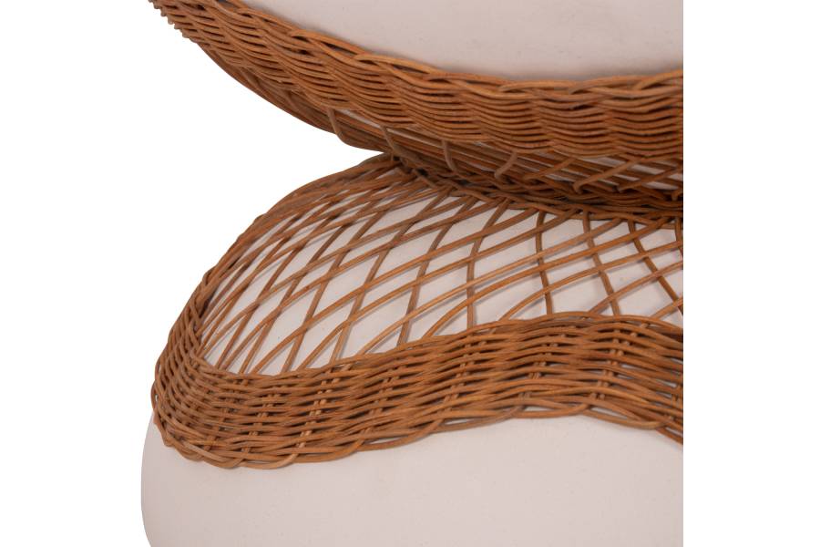 ΤΡΑΠΕΖΙ ΣΑΛΟΝΙΟΥ ANNA HM18157.02 FIBER CEMENT ΛΕΥΚΟ-ΦΥΣΙΚΟ RATTAN--Φ92x44.5Υεκ