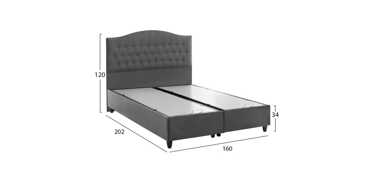 ΚΡΕΒΑΤΙ MALENA ΜΕ ΑΠΟΘΗΚΕΥΤΙΚΟ ΑΠΟ ΓΚΡΙ ΒΕΛΟΥΔΟ HM624.10 ΓΙΑ ΣΤΡΩΜΑ 160x200 εκ.