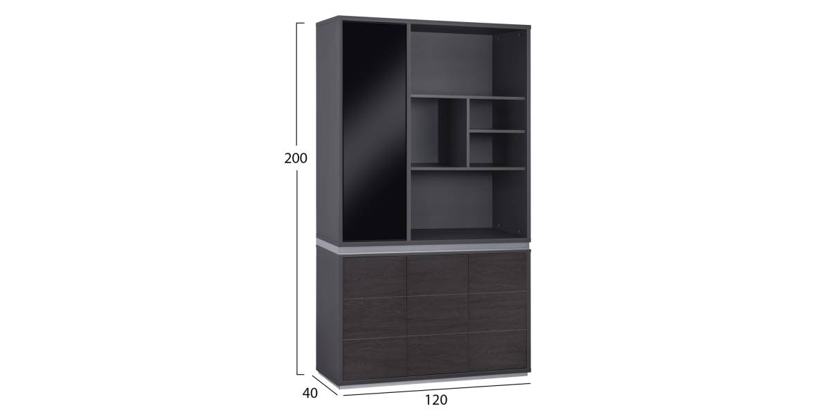 ΒΙΒΛΙΟΘΗΚΗ ΓΡΑΦΕΙΟΥ ΕΠΑΓΓΕΛΜΑΤΙΚΗ ROSEWOOD HM2091L 120Χ40Χ200Υ εκ.