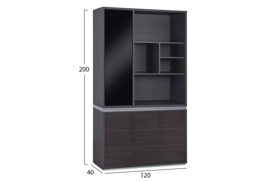 ΒΙΒΛΙΟΘΗΚΗ ΓΡΑΦΕΙΟΥ ΕΠΑΓΓΕΛΜΑΤΙΚΗ ROSEWOOD HM2091L 120Χ40Χ200Υ εκ.