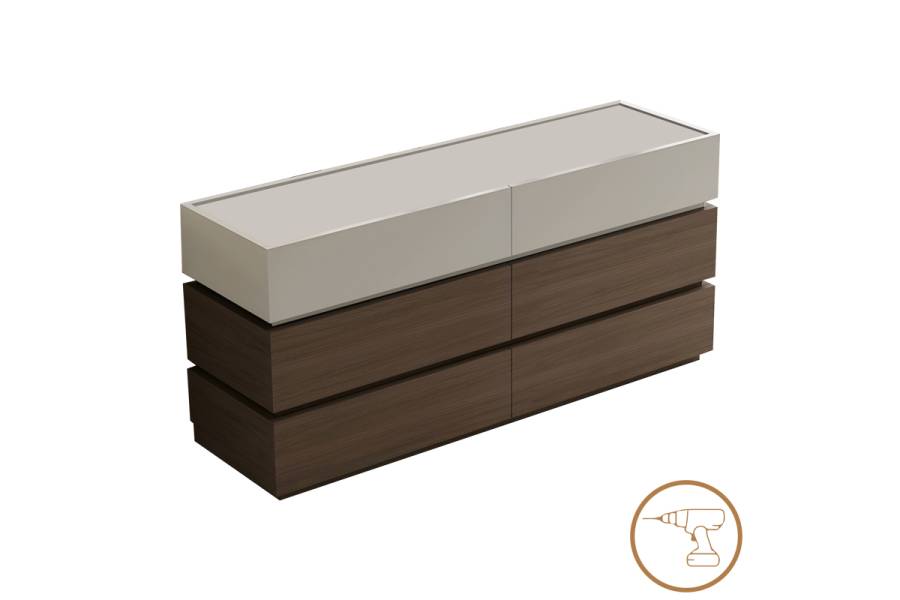 Συρταριέρα Sonlen pakoworld mdf σε καρυδί-μπεζ απόχρωση 120x40x72εκ