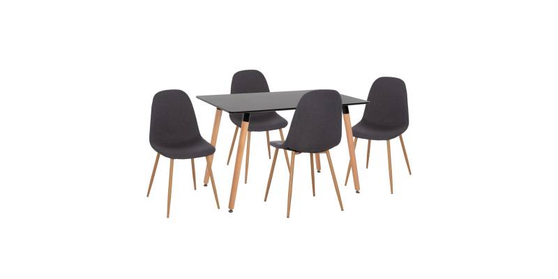 ΣΕΤ ΤΡΑΠΕΖΑΡΙΑΣ 5ΤΜΧ MINARDO HM21179 MDF TOP ΣΕ ΜΑΥΡΟ--ΣΚΟΥΡΟ ΓΚΡΙ ΥΦΑΣΜΑ