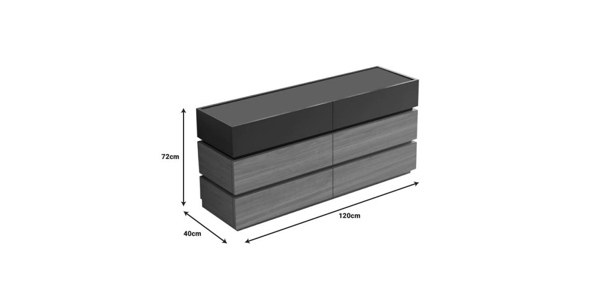 Συρταριέρα Sonlen pakoworld mdf σε ανθρακί-sonoma απόχρωση 120x40x72εκ