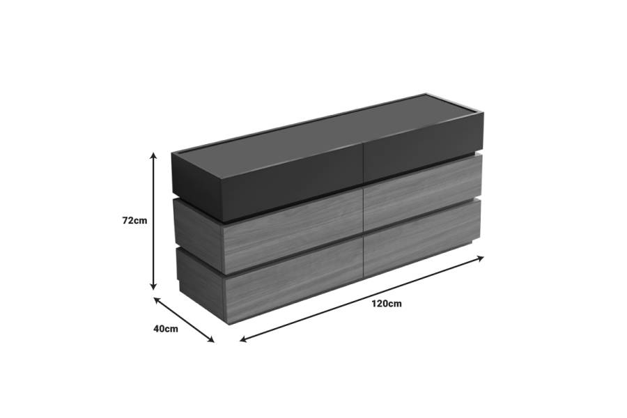 Συρταριέρα Sonlen pakoworld mdf σε ανθρακί-sonoma απόχρωση 120x40x72εκ