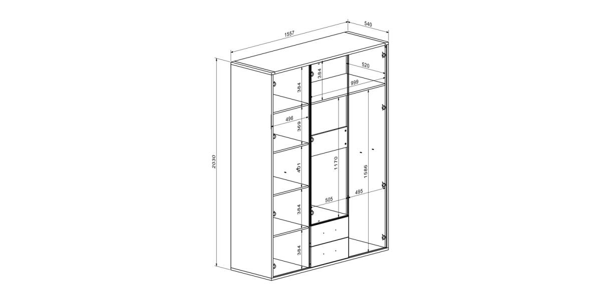 Ντουλάπα Rutenia pakoworld μελαμίνη σε oak απόχρωση 155.7x54x203εκ