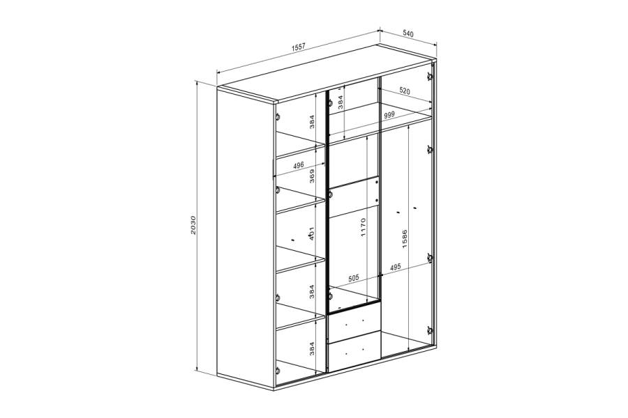 Ντουλάπα Rutenia pakoworld μελαμίνη σε oak απόχρωση 155.7x54x203εκ