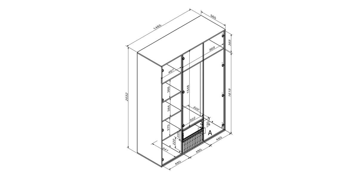 Ντουλάπα Bruse pakoworld μελαμίνη σε sonoma-oak απόχρωση 148.5x56.5x203.2εκ