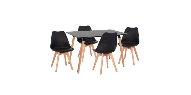 ΣΕΤ ΤΡΑΠΕΖΑΡΙΑΣ 5ΤΜΧ VEGAS HM21185 MDF TOP ΣΕ ΜΑΥΡΟ--ΠΟΔΙΑ ΟΞΙΑΣ