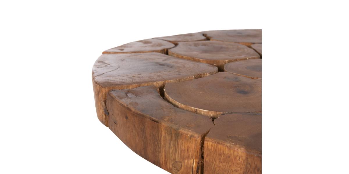 ΤΡΑΠΕΖΙ ΣΑΛΟΝΙΟΥ RIBBEN HM9553 ΞΥΛΟ SUAR ΦΥΣΙΚΟ-ΜΑΥΡΑ ΜΕΤΑΛΛΙΚΑ ΠΟΔΙΑ Φ80x45Υεκ.