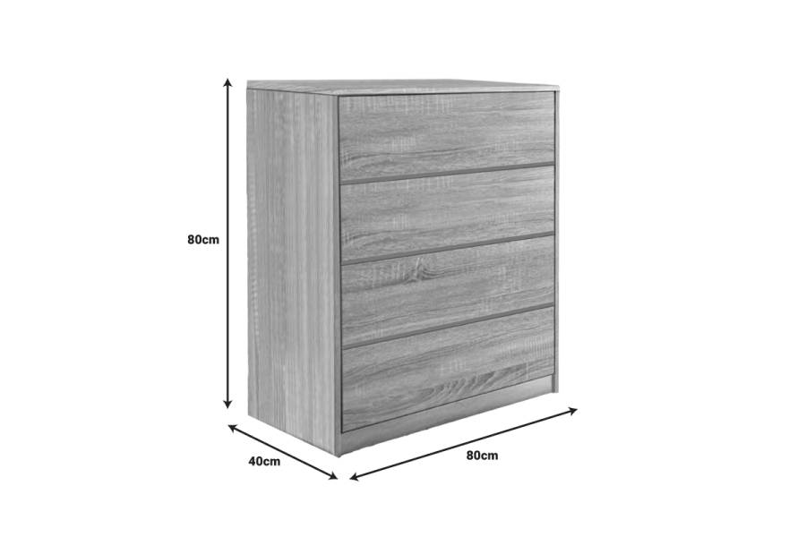 Συρταριέρα Kuanger pakoworld mdf σε φυσική απόχρωση 80x40x80εκ