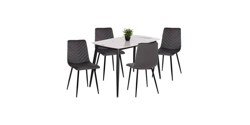 ΣΕΤ ΤΡΑΠΕΖΑΡΙΑΣ 5ΤΜΧ LATRELL HM21192 ΤΡΑΠΕΖΙ ΚΕΡΑΜΙΚΟ TOP-ΒΕΛΟΥΔΟ ΓΚΡΙ ΚΑΡΕΚΛΕΣ