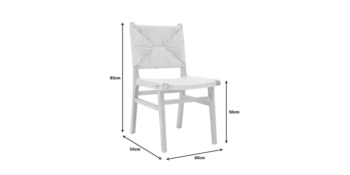 Καρέκλα Arten pakoworld σχοινί-rubberwood σε φυσική απόχρωση 60x55x85εκ