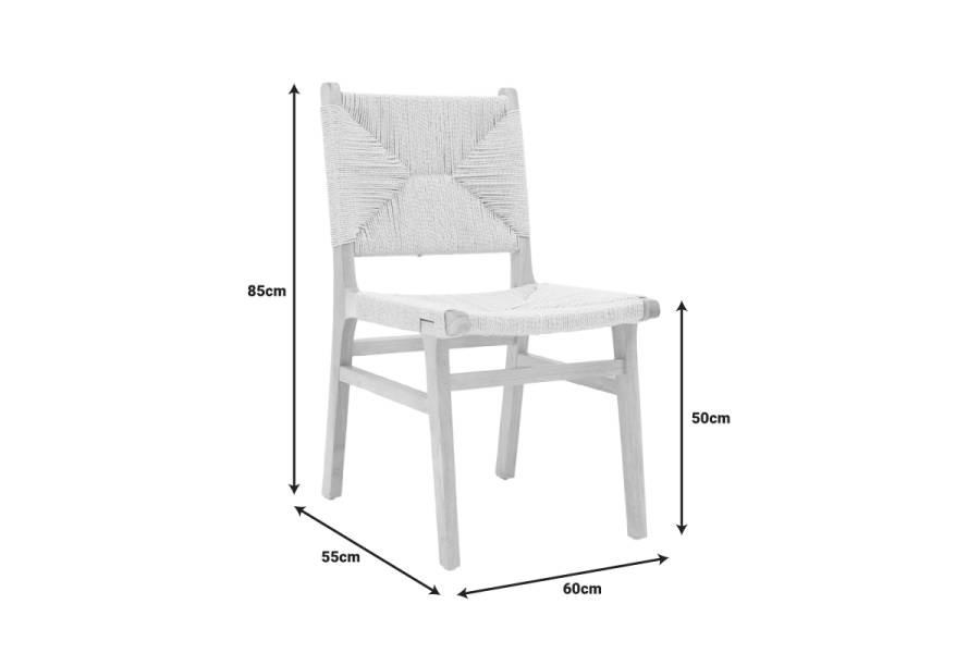 Καρέκλα Arten pakoworld σχοινί-rubberwood σε φυσική απόχρωση 60x55x85εκ