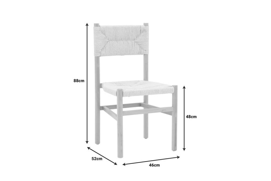 Καρέκλα Oarvine pakoworld φυσικό rubberwood-φυσικό σχοινί 46x52x88εκ