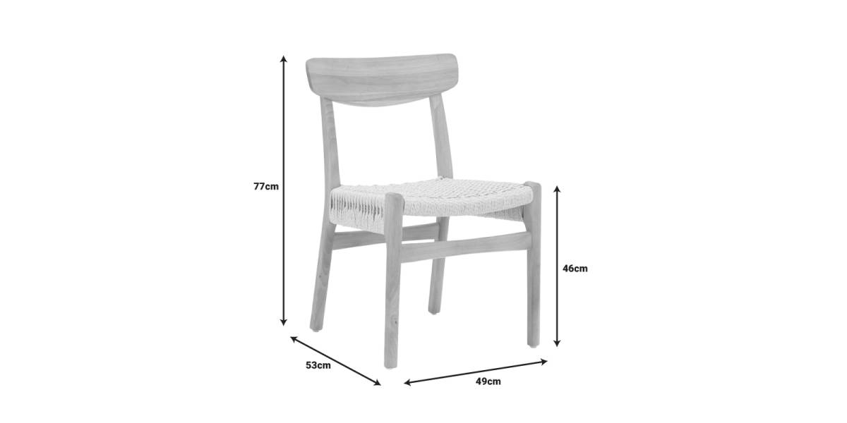 Καρέκλα Eaprine pakoworld φυσικό σχοινί-rubberwood 49x53x77εκ