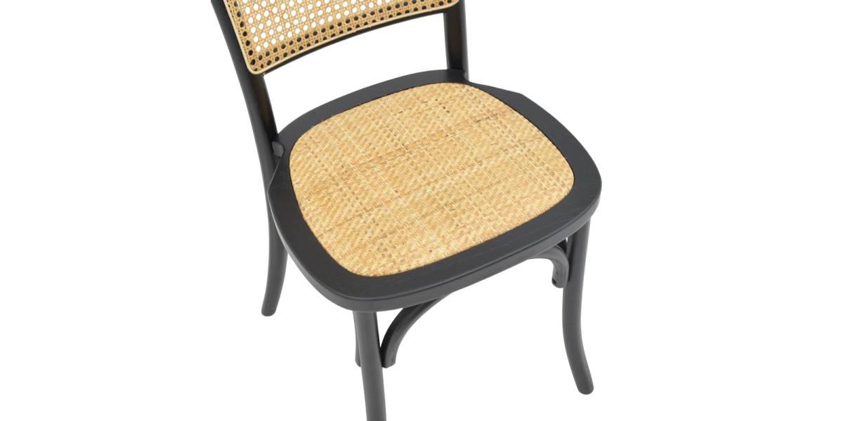 Καρέκλα στοιβαζόμενη Zozele pakoworld φυσικό rattan pe-μαύρο toon wood 45x51x88εκ