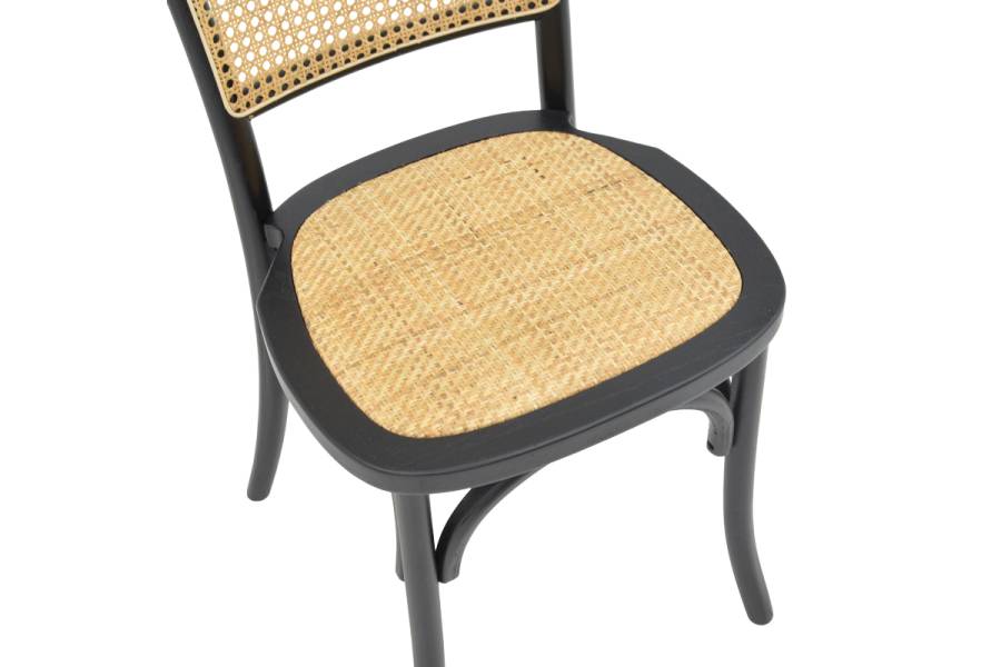 Καρέκλα στοιβαζόμενη Zozele pakoworld φυσικό rattan pe-μαύρο toon wood 45x51x88εκ