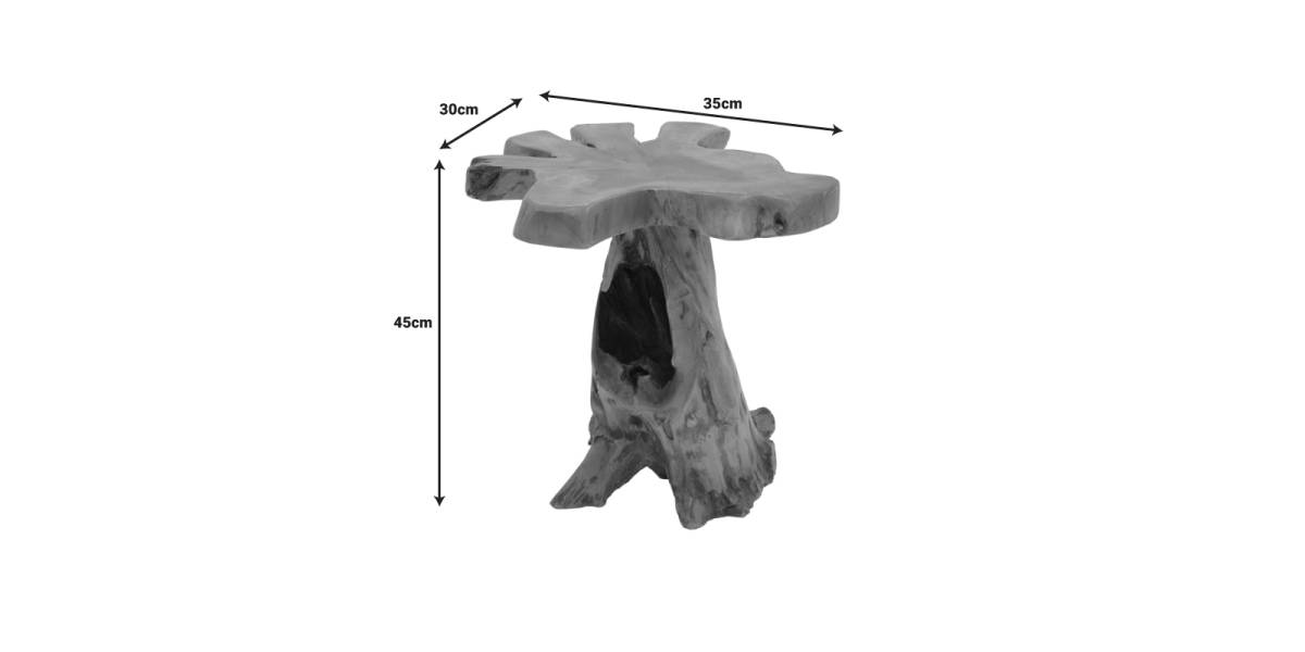 Βοηθητικό τραπέζι Mushile pakoworld teak ξύλο σε φυσική απόχρωση 30x35x45εκ