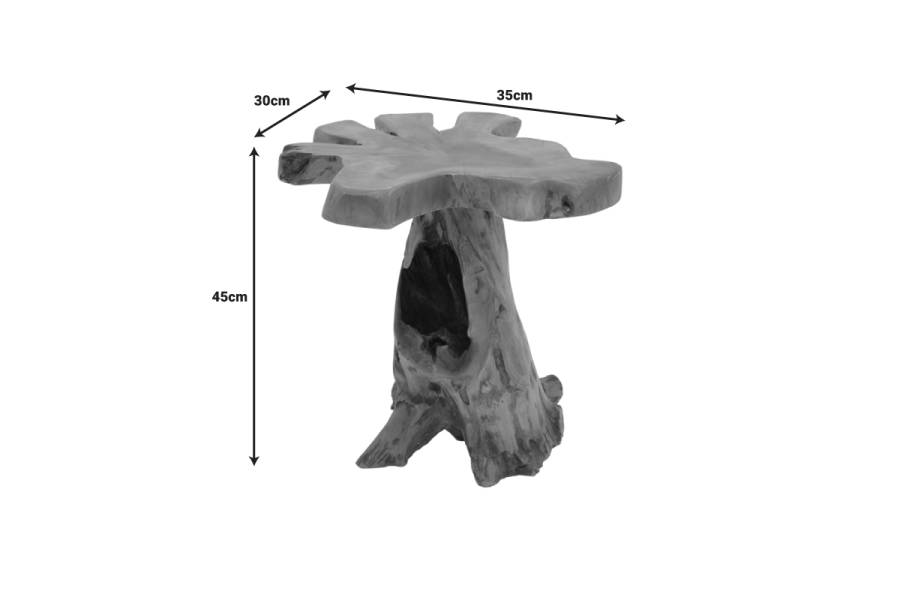 Βοηθητικό τραπέζι Mushile pakoworld teak ξύλο σε φυσική απόχρωση 30x35x45εκ