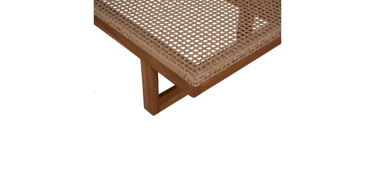 ΞΑΠΛΩΣΤΡΑ PATRON HM5993 TEAK ΞΥΛΟ ΚΑΙ ΣΧΟΙΝΙ VIRO ΣΕ ΠΛΕΞΗ WICKER 191x65x86Yεκ.