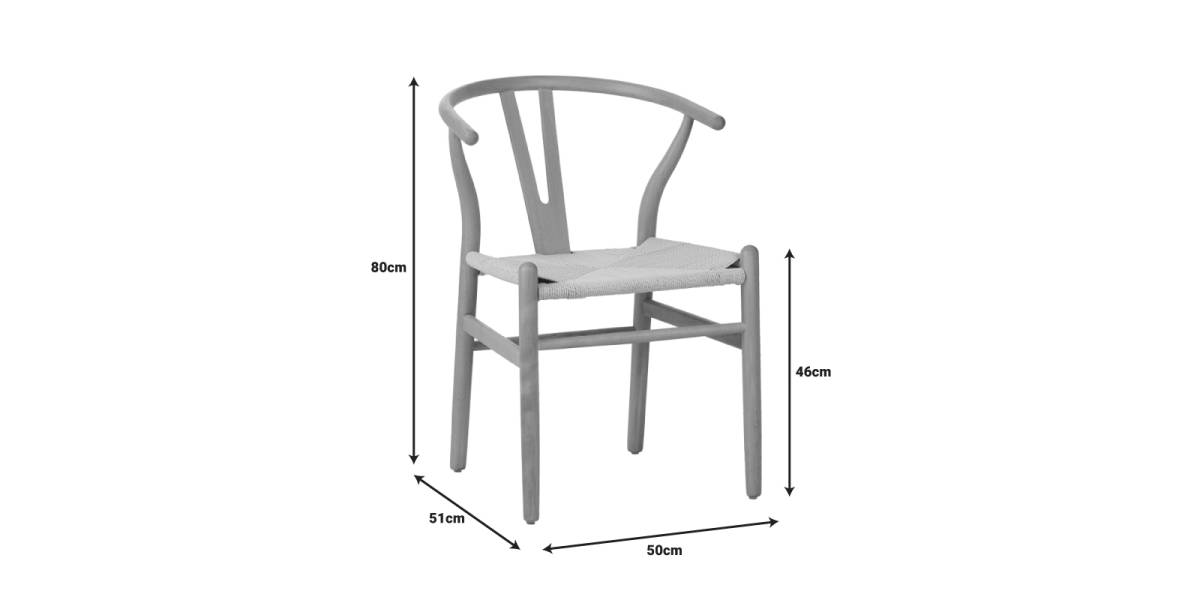 Καρέκλα Wishbone pakoworld rubberwood-σχοινί σε φυσική απόχρωση 50x51x80εκ