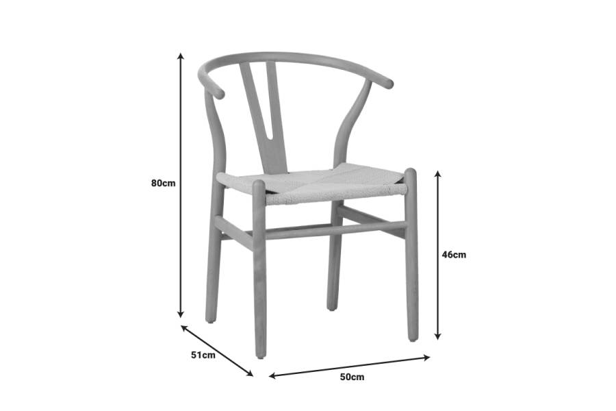 Καρέκλα Wishbone pakoworld rubberwood-σχοινί σε φυσική απόχρωση 50x51x80εκ