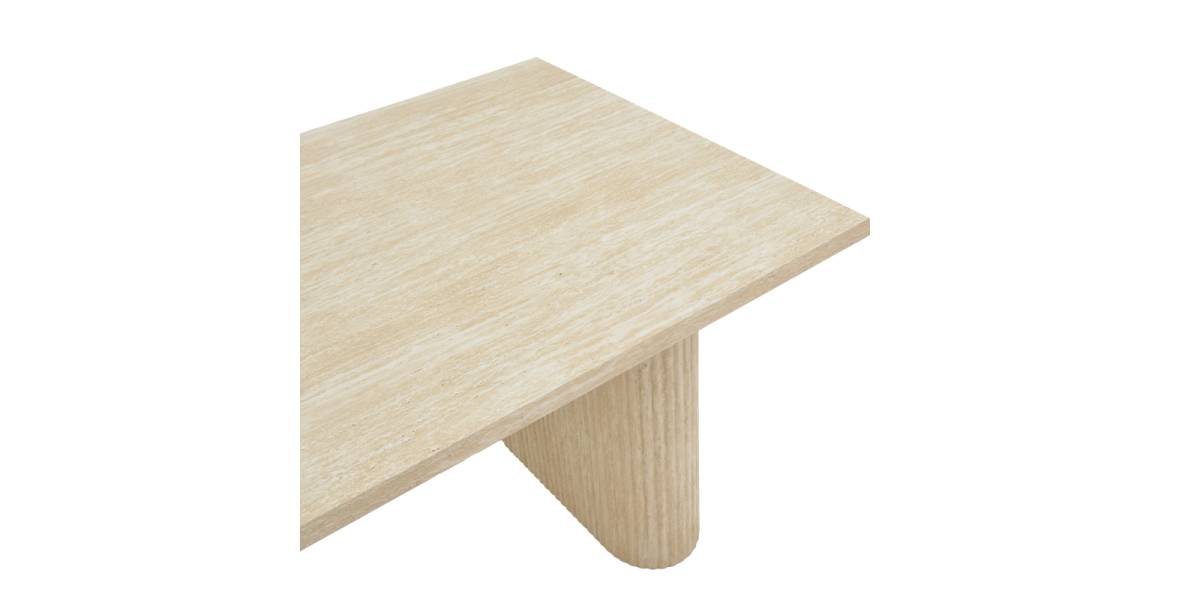 Τραπέζι Loozir pakoworld mdf σε λευκή όψη τραβερτίνας 180x90x75εκ