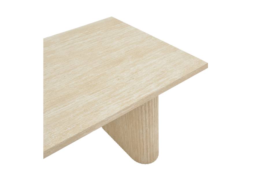 Τραπέζι Loozir pakoworld mdf σε λευκή όψη τραβερτίνας 180x90x75εκ