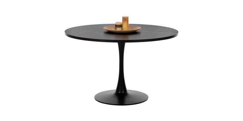 ΤΡΑΠΕΖΙ ΤΡΑΠΕΖΑΡΙΑΣ ROLLO HM9422.12 ΣΤΡΟΓΓΥΛΟ BLACK MARBLE Φ120x74Yεκ.