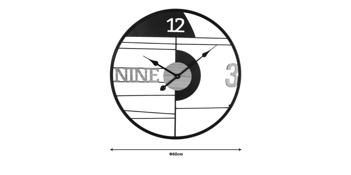 Ρολόι τοίχου Divoso Inart μέταλλο σε μαύρη απόχρωση 60x3x60εκ